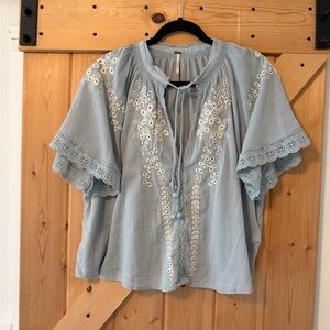 Free People Dahlia Eyelet Embroidered Blouse | size small